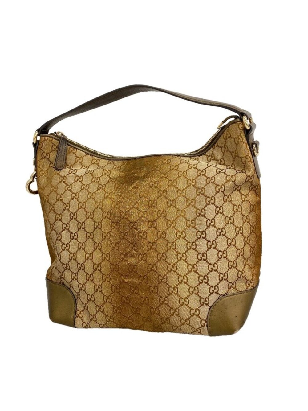 Gucci Shoulder Bag Canvas Brown Gold